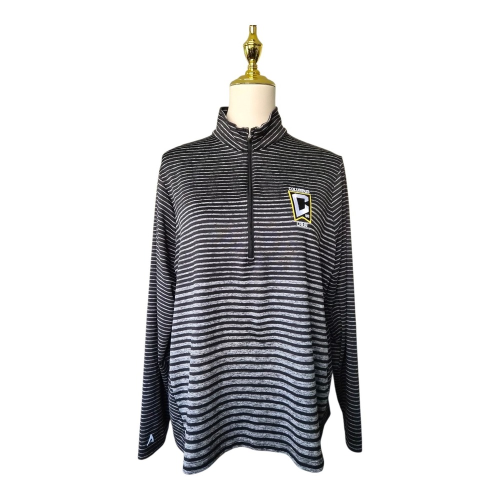 Antigua Columbus Crew Quarter Zip Pullover Striped Black MLS‎ Soccer Jacket...